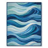 Blue and Teal Ocean Waves Blue Teal Area Rug