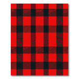 Red Black Buffalo Plaid Area Rug with Fir Trees