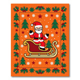 Jolly Santa Sleigh Christmas Orange Rug