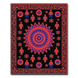 Red Blue Heritage Tribal Sun Mandala Rug