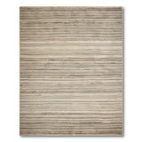 Beige Grey Striped Woven Tassel Rug