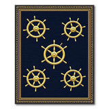 Gold Ship's Wheels Navy Area Rug