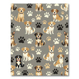 Cute Cartoon Puppies Paw Prints Area Rug