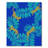 ODIKA Washable Tropical Leopard Print Rug, Low Pile Blue & Yellow Jungle Area Rug