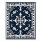 Navy Baroque Floral Medallion Area Rug