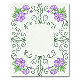 Purple Floral Swirl Frame Area Rug