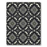 Elegant Black White Diamond Floral Area Rug
