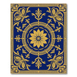 Navy Blue Gold Floral Medallion Area Rug