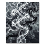 Black and White Ethereal Smoke Swirl Black White Area Rug