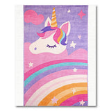 Kids Cartoon Multi-color and Patterns Magical Unicorn Rainbow Kids Area Rug
