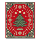 Vintage Christmas Tree Washable Area Rug - Red & Green Non-Slip Holiday Decor