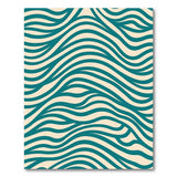 Blue and Teal Wavy Teal Wavy Abstract Area Rug