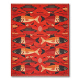 Bold Red Fish Heritage Tribal Area Rug