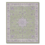 Green Purple Floral Vintage Area Rug