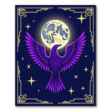 ODIKA Purple Raven Celestial Washable Area Rug, Art Deco Full Moon Starry Night Low Pile Decor