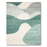 Blue Teal Coastal Wave Washable Area Rug