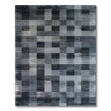 Modern Grey Geometric Grid Area Rug