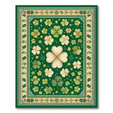 Green Floral Vintage Lucky Shamrock Green Area Rug