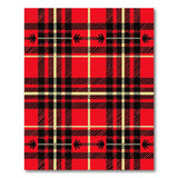 Bold Red Plaid Area Rug with Cannabis Leaves