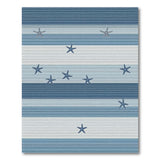 Coastal Beach Blue and Teal Coastal Blue Starfish Striped Area Rug