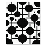 Modern Geometric Circles Black White Area Rug