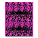 Vibrant Pink Black Lantern Silhouette Area Rug
