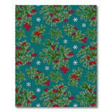 Teal Holly Berry Snowflake Area Rug