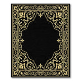 Luxurious Gold Ornate Border Black Area Rug