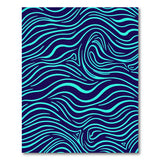 Navy Teal Wavy Abstract Area Rug