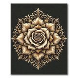 Ornate Golden Rose Mandala Area Rug