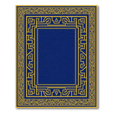Navy Blue with Gold Geometric Border Area Rug