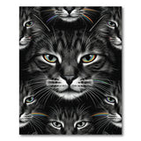 Black White Rainbow Cat Faces Area Rug