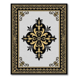 Ornate Gold Fleur-de-Lis Gray Area Rug