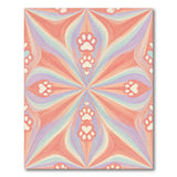 Pink Paw Print Geometric Area Rug