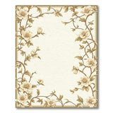 Elegant Beige Floral Vine Border Rug