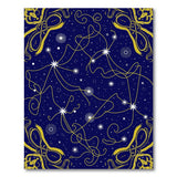 Navy Starry Constellation Area Rug with Golden Lines
