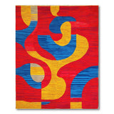 Bold Abstract Geometric Area Rug in Red Blue Yellow