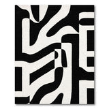 Washable Black and White Abstract Modern Low Pile Area Rug