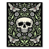 Gothic Skull Floral Area Rug