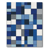 Blue Denim Patchwork Geometric Area Rug