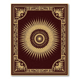 Ornate Gold Sunburst Maroon Persian Rug