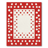Red Polka Dot Border Geometric Area Rug