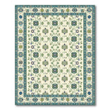 Blue and Teal Teal Floral Persian Area Rug on Ivory