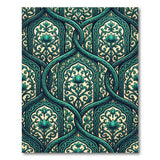 Ornate Teal Lotus Arch Area Rug
