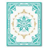 Blue and Teal Teal Gold Floral Medallion Area Rug