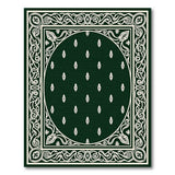 Green Diamond Field Rug with Ornate Border