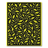 Yellow Foliage Silhouette Area Rug on Black