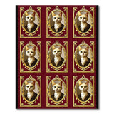 Ornate Gold Framed Cat Portraits Red Area Rug