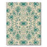 Teal Floral Line Art Area Rug