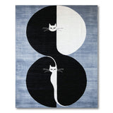 Yin-Yang Cat Silhouette Geometric Area Rug